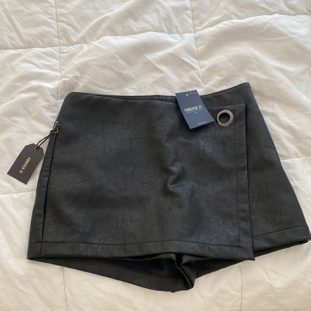 Black Leather Skort
